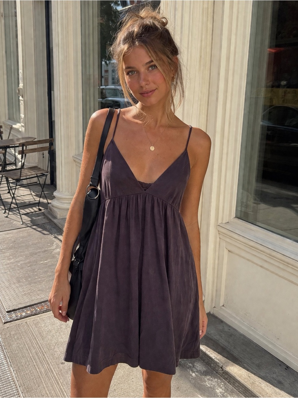 Urban Outfitters Mini Dress Brown Babydoll Slip Dress Y2K Boho Summer SZ M